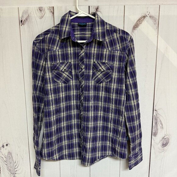Kuhl Tops - KÜHL Women’s Snap Shirt XL Purple Plaid Long Sleeve EUC